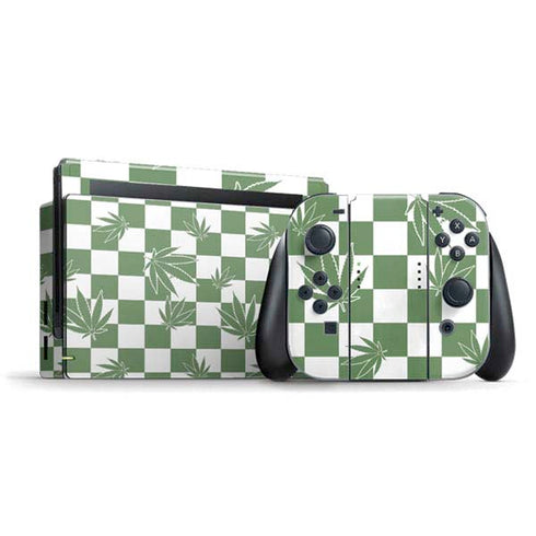 Marijuana Green Checkered Nintendo Skins